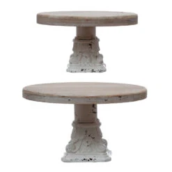 Round Decorative Wood & Metal Pedestal, 2 Size Options -Christmas Decoration 10 4181