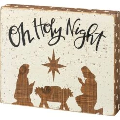 "Oh Holy Night" Debossed Block Sign