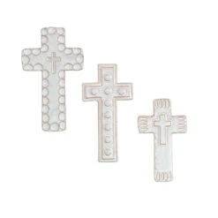 White Stoneware Cross Sitter, 3 Size Options, By Mud Pie -Christmas Decoration 11111111111111111111111