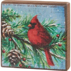 Christmas Cardinal Winter Block Sign