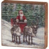 Santa's Sleigh & Reindeer Block Sign -Christmas Decoration 116270