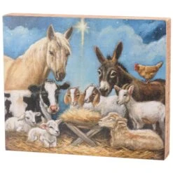 Farm Animal Nativity Box Sign
