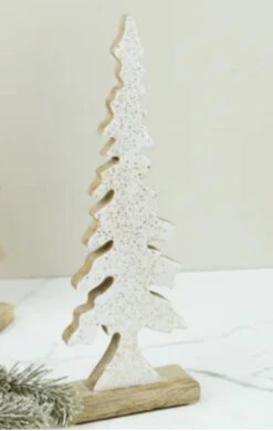 Wood Tree With White Enamel & Gold Flecks, 2 Size Options (Pick Up Only)