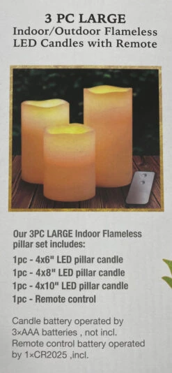 Flameless LED Candles With Remote 3 PC Set Ivory -Christmas Decoration 22130 5 95806.1620147333