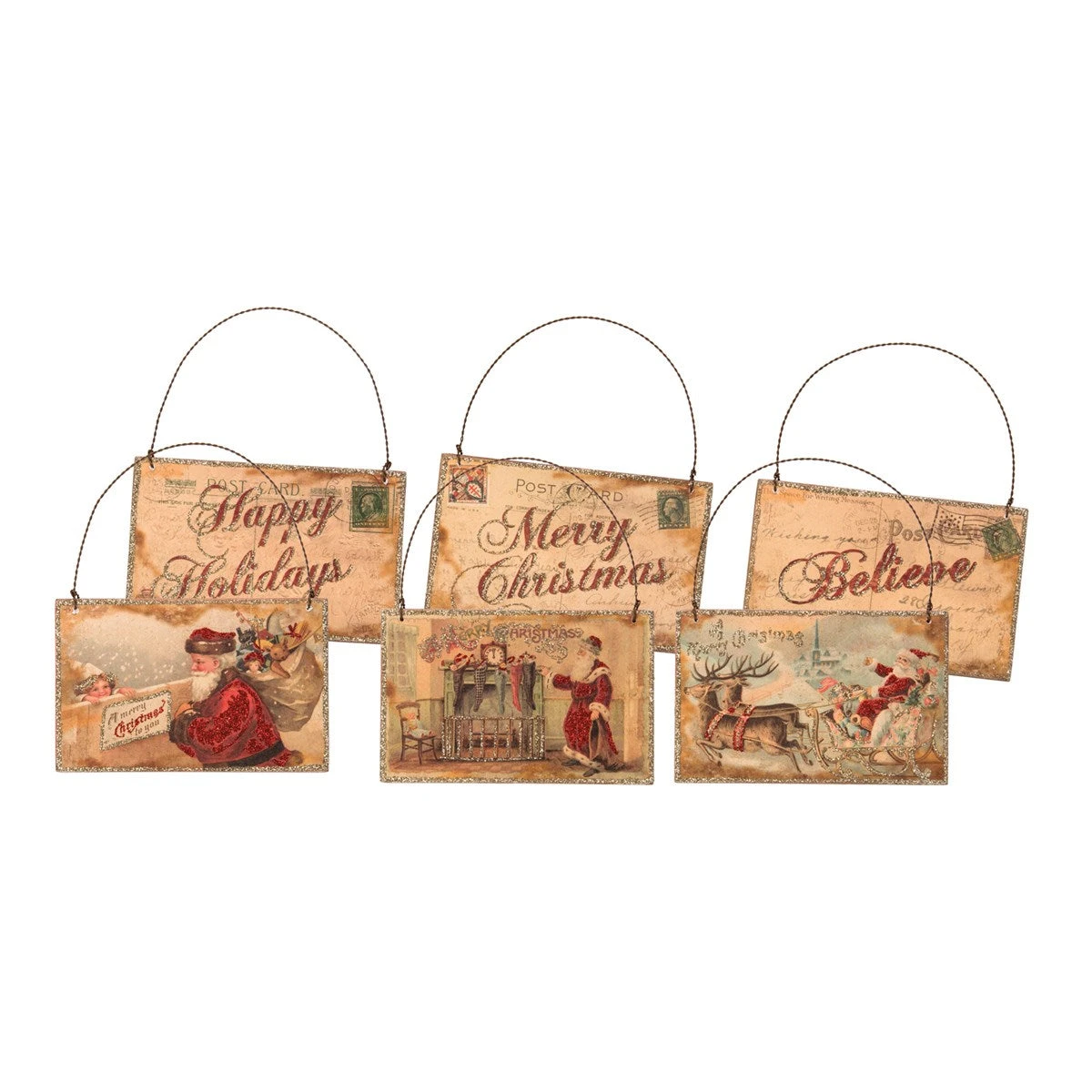 Vintage-Inspired Santa Postcard Double-Sided Christmas Ornament, 3 Style Options 3 Vintage-Inspired Santa Postcard Double-Sided Christmas Ornament, 3 Style Options