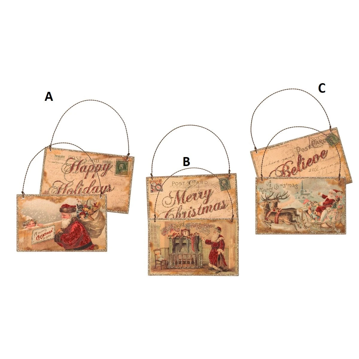 Vintage-Inspired Santa Postcard Double-Sided Christmas Ornament, 3 Style Options 4 Vintage-Inspired Santa Postcard Double-Sided Christmas Ornament, 3 Style Options - Image 2