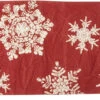 "Joy" Snowflake Canvas Table Runner With Fringe -Christmas Decoration 28851