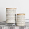Boho Style Ceramic Canister With Wood Lid, 2 Size Options -Christmas Decoration 2 4af183e5 e17b 47e8 b06e b02d15508668
