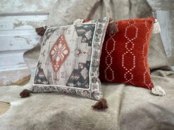 Toss Pillow Woven Chenille Rust Natural 20" X20" -Christmas Decoration 2 35096.1634231546