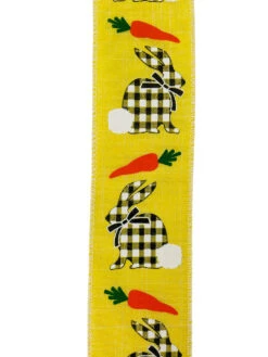 Ribbon Gingham Bunny 2.5" X 10YD Yellow -Christmas Decoration 310044002 2 on White 77514.1644444788
