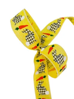 Ribbon Gingham Bunny 2.5" X 10YD Yellow -Christmas Decoration 310044002 3 on White 23290.1644444790