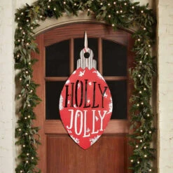 "Holly Jolly" Metal Ornament Door Wall Hanger, By Mud Pie (Pick Up Only)