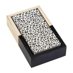 Guest Towel Rectangular Box Set, Black & Natural Wood By Mud Pie (Pick Up Only)
