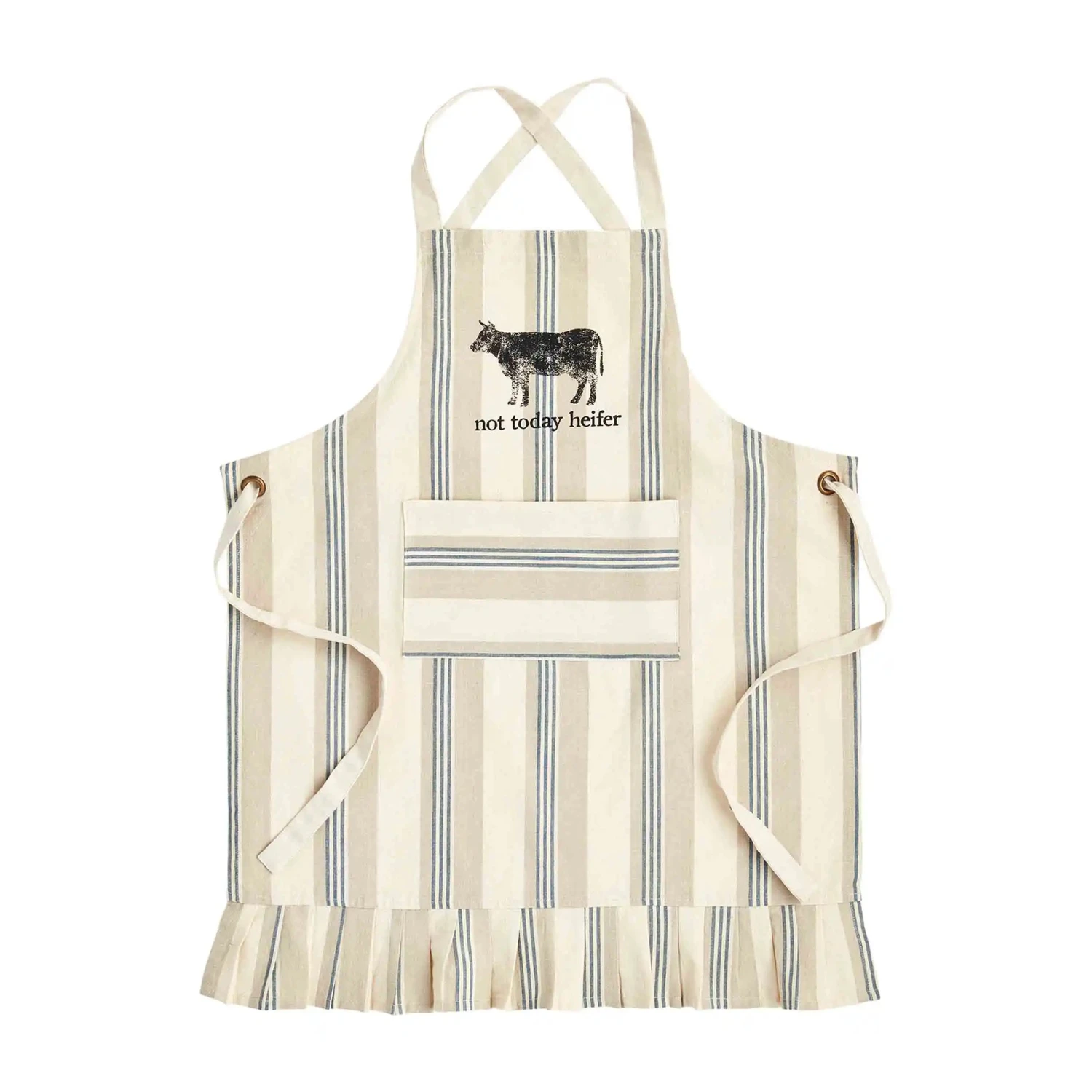 "Not Today Heifer" Farm Cow Ruffle Apron By Mud Pie 3 "Not Today Heifer" Farm Cow Ruffle Apron By Mud Pie