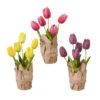 Real Touch Potted Tulips Wrapped In Paper, 3 Color Options -Christmas Decoration 4102166