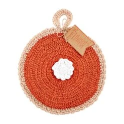 Crocheted Pumpkin Pie Pot Holder Trivet By Mud Pie -Christmas Decoration 41170071p