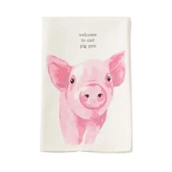 "Welcome To Our Pig Pen" Pig Farm Animal Kitchen Dish Towel By Mud Pie