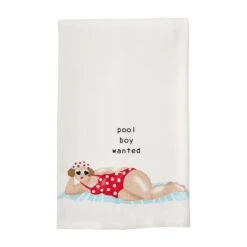 "Pool Boy Wanted" Poolside Curvy Lady Hand Towel By Mud Pie