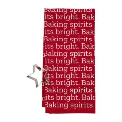 Christmas Decoration 23 "Baking Spirits Bright" Christmas Kitchen Towel & Cookie Cutter 2-Piece Set By Mud Pie