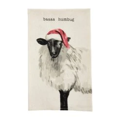"Baaaa Humbug" Sheep Christmas Kitchen Towel By Mud Pie