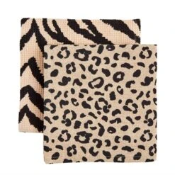 Zebra & Leopard Kitchen Towel 2-Piece Set By Mud Pie