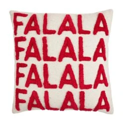 "Fa La La" Tufted Christmas Pillow By Mud Pie