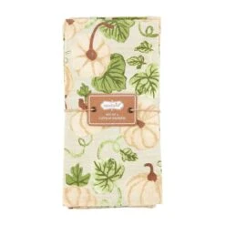 White Pumpkin & Vines Cotton Dinner Napkin Set Of 4 By Mud Pie