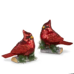 Cardinal Figurine Sitting On Birch Branch, 2 Style Options