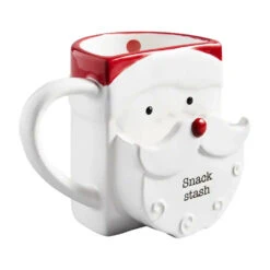 Santa Clause "Snack Stash" & Cookie Pocket Mug By Mud Pie