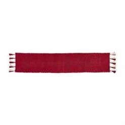 90" Red Ponchaa Table Runner With Tassel Ends By Mud Pie