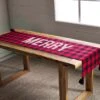 Reversible "Merry" Buffalo Plaid Check Christmas Holiday Table Runner By Mud Pie -Christmas Decoration 43900115 2