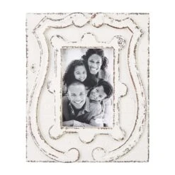 Antiqued Crest Picture Frame, 2 Size Options By Mud Pie 8 Antiqued Crest Picture Frame, 2 Size Options By Mud Pie -Christmas Decoration 46900398S