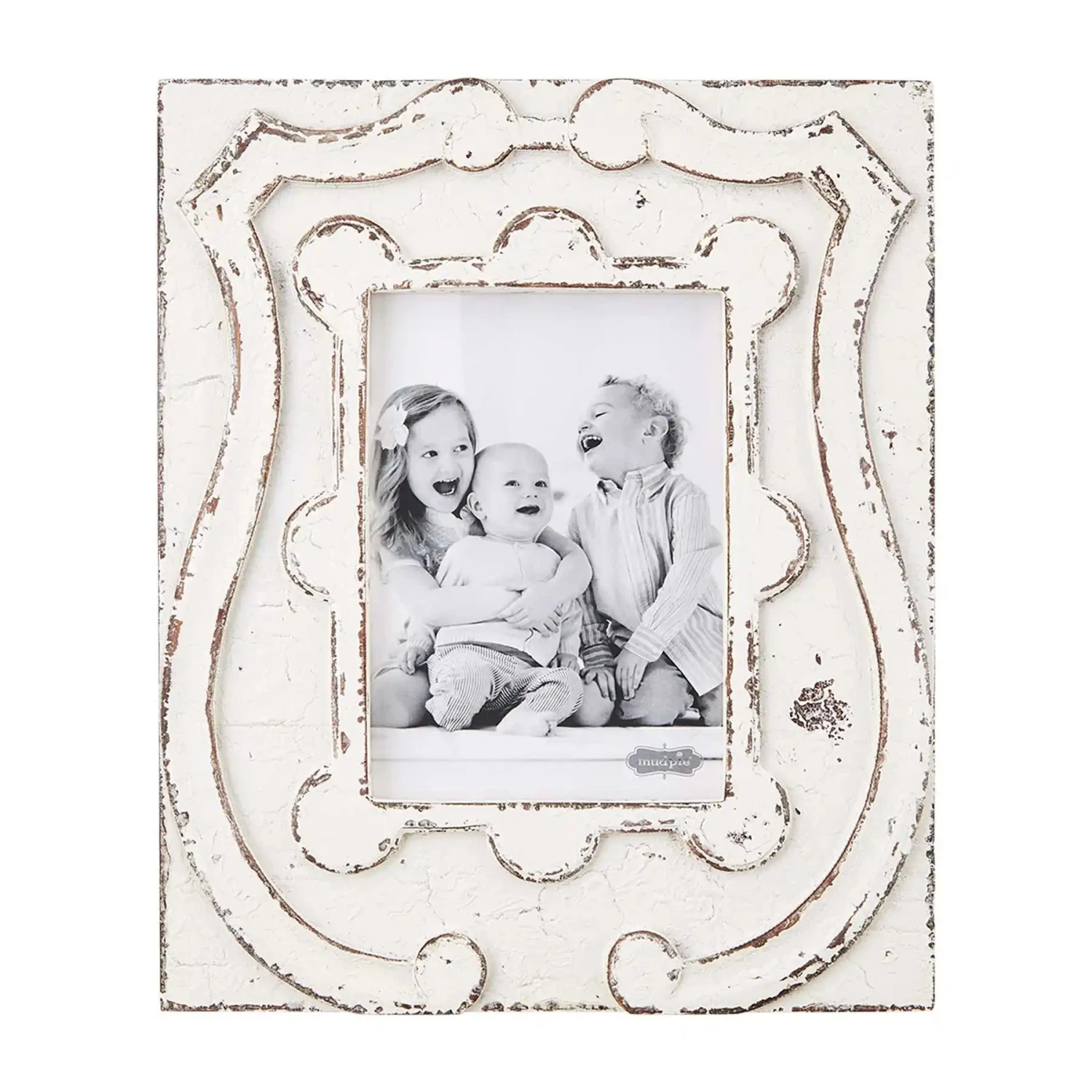 Antiqued Crest Picture Frame, 2 Size Options By Mud Pie 4 Antiqued Crest Picture Frame, 2 Size Options By Mud Pie - Image 2