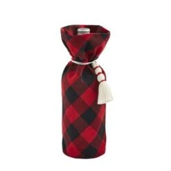 Red & Black Buffalo Check Plaid Wine Bag By Mud Pie