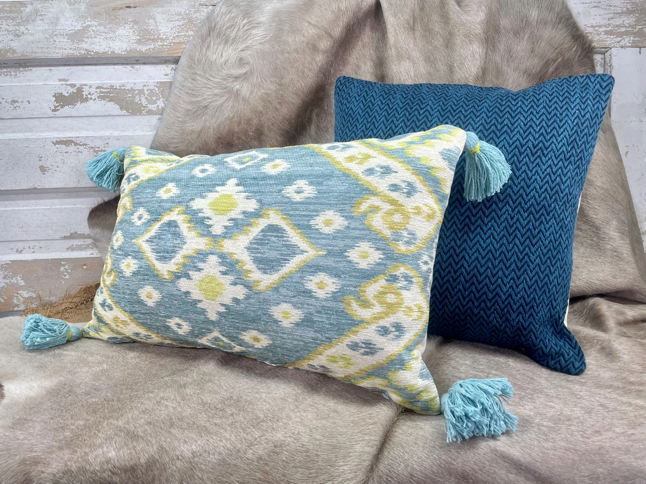 Toss Pillow Zig Zag Woven Teal Black 20" X 20" 6 Toss Pillow Zig Zag Woven Teal Black 20" X 20" - Image 4