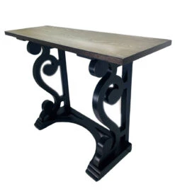 Writing Desk Console Rustic Black W/ Walnut Stain Top 42"