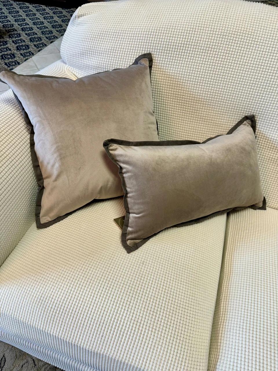 Indoor Velvet Flange Light Gray Rectangular Throw Pillow 6 Indoor Velvet Flange Light Gray Rectangular Throw Pillow - Image 4