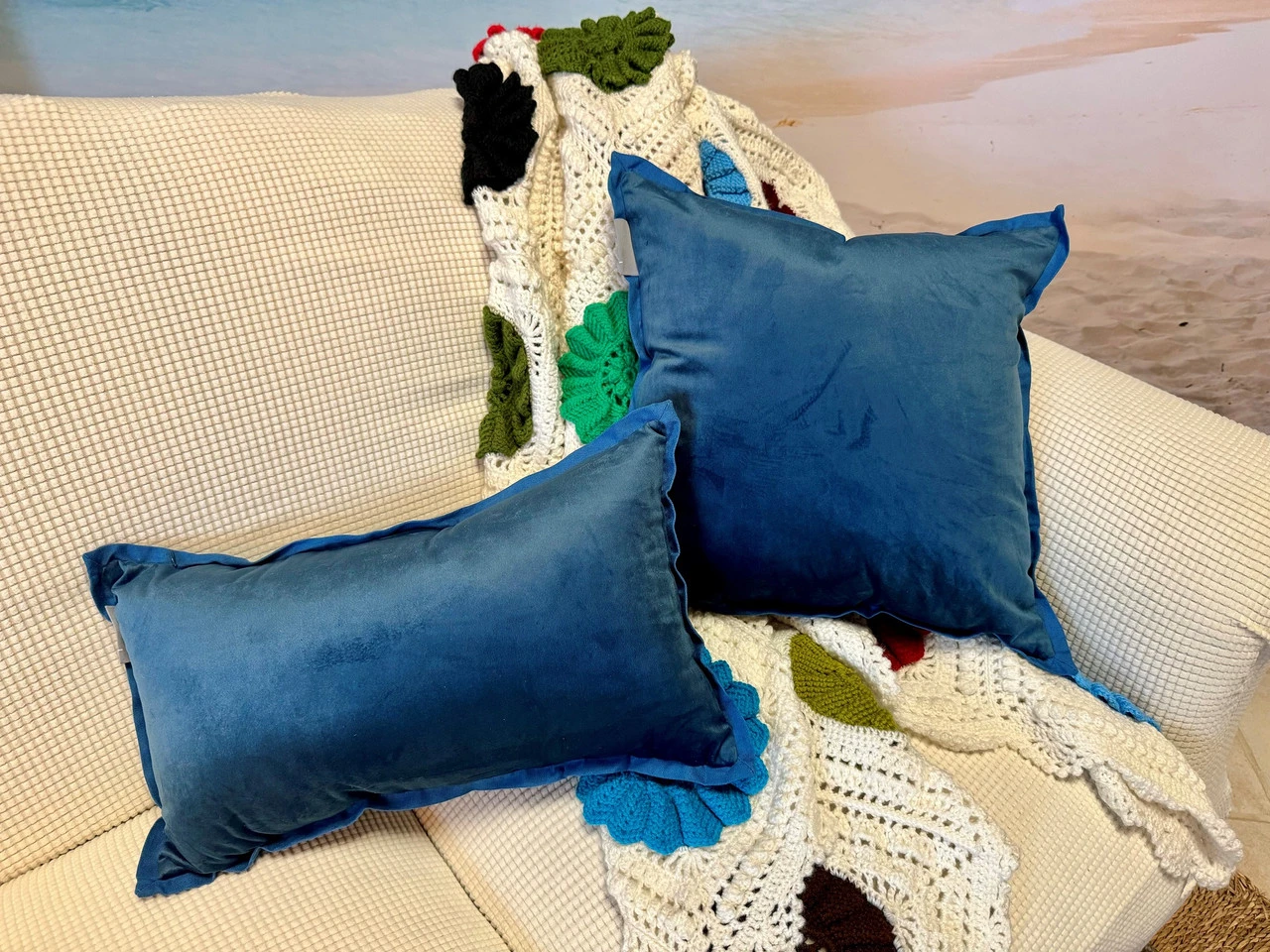 Indoor Velvet Flange Navy 18-Inch Throw Pillow 7 Indoor Velvet Flange Navy 18-Inch Throw Pillow - Image 5