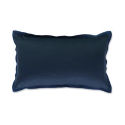Indoor Velvet Flange Navy Blue Rectangular Throw Pillow