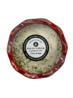 Swan Creek Ruffle Bowl Citrus & Sage -Christmas Decoration 88605 Main on White 16611.1678898164