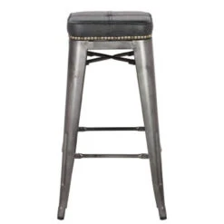 Metropolis KD PU Metal Backless Counter Stool, Vintage Black -Christmas Decoration 9300028 240 23088 b 88471.1614178994