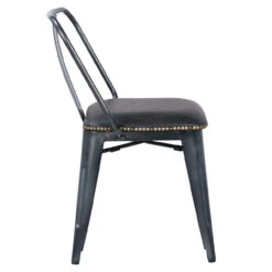 Brian KD PU Metal Side Chair, Vintage Black -Christmas Decoration 9300030 2402 44800.1616593887