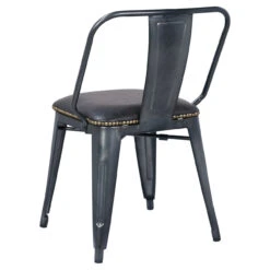 Brian KD PU Metal Side Chair, Vintage Black -Christmas Decoration 9300030 2403 50039.1616593891