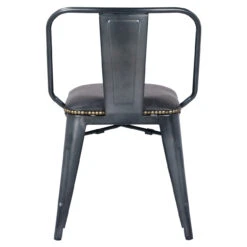 Brian KD PU Metal Side Chair, Vintage Black -Christmas Decoration 9300030 2404 72899.1616593894