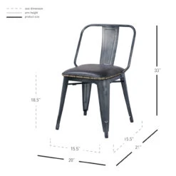 Brian KD PU Metal Side Chair, Vintage Black -Christmas Decoration 9300030 240MEA 13493.1616593906