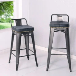 Metropolis Low Back Bar Stool, Vintage Black -Christmas Decoration 9300031 240LIFE 82324.1616594251