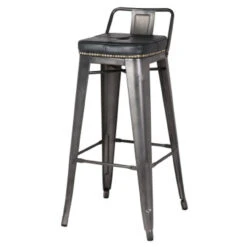 Metropolis Low Back Bar Stool, Vintage Black