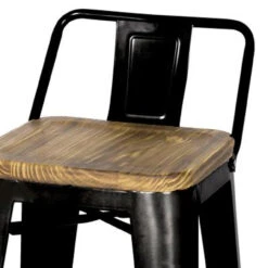Metropolis Low Back Bar Stool Wood Seat, Black -Christmas Decoration 938537 B 26977 b 38733.1614187391