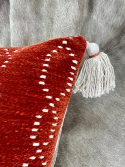 Toss Pillow Woven Chenille Rust Natural 20" X20" -Christmas Decoration 9 60052.1634231536