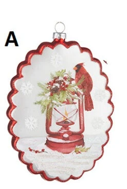 Cardinal Scalloped Disc Shaped Christmas Ornament, 2 Style Options -Christmas Decoration A 6b3f48c1 d65c 493c 842b 9e6d1d0127dd
